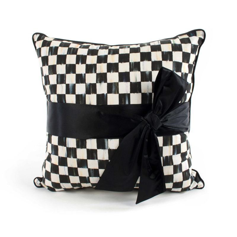 Black and White Checkered Square Kids Decorative Pillow