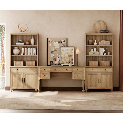 Scarlett 2 Piece Office Set, 56" Executive Desk & Set Of 2 Bookcases