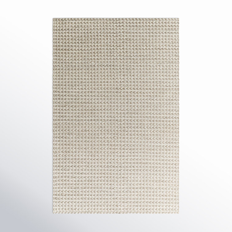 Auria Chevron Handmade Flatweave Wool/Polyester Area Rug in Light Silver/Pewter