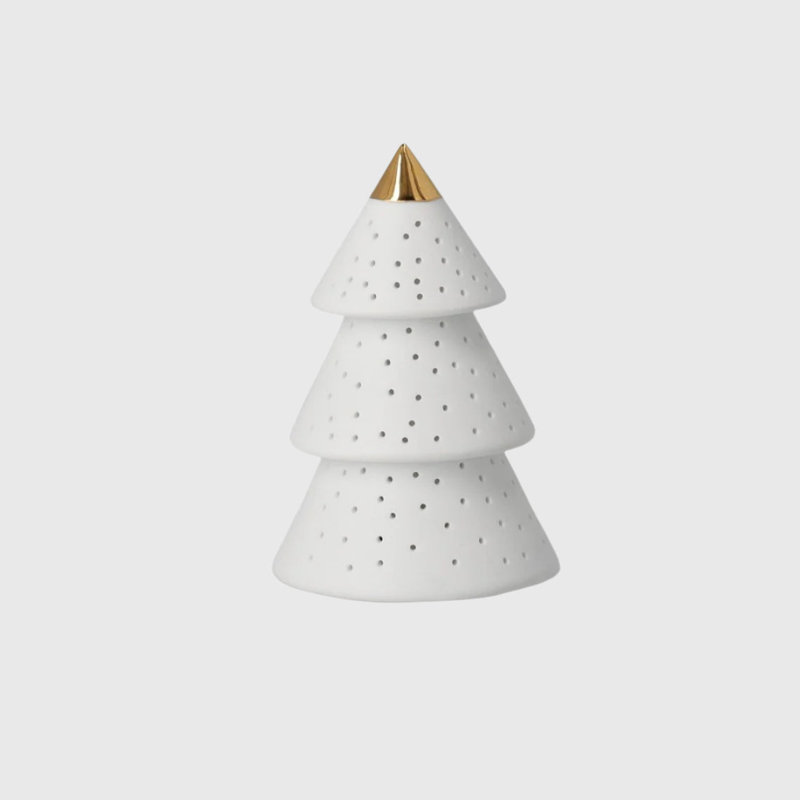 Porcelain LED Fir Tree with Gold Tip