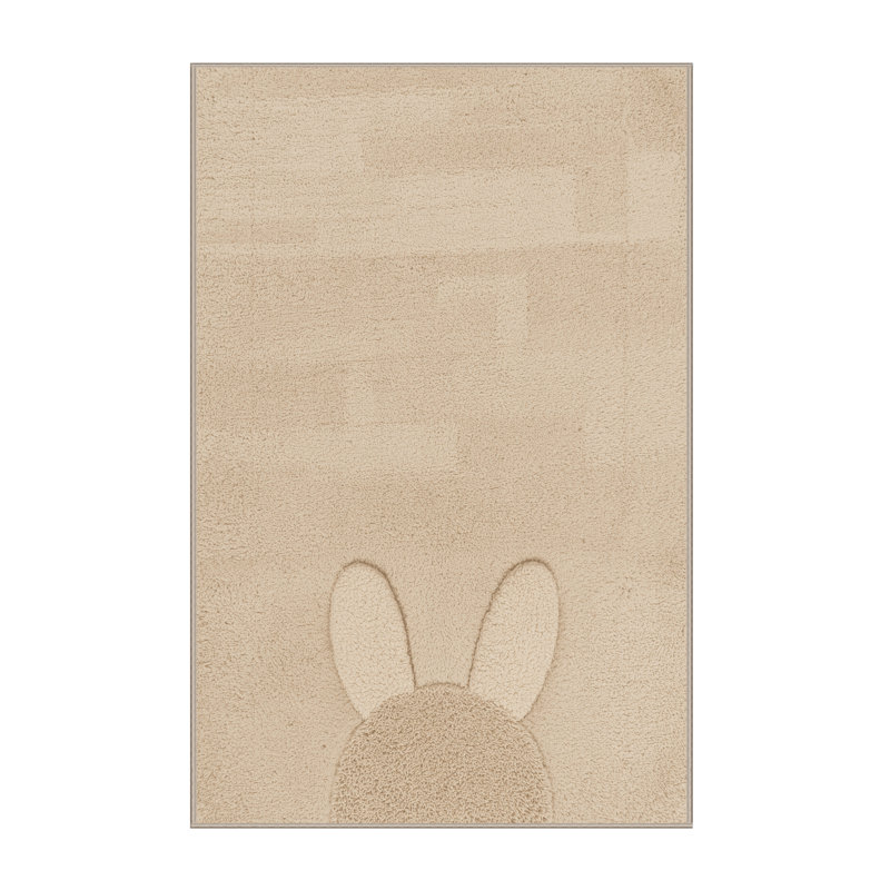 Soft Plush Fannin Easter Modern & Contemporary Abstract Area Rug in Beige – Beige Binding, 5x8