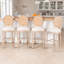 Chaises de bar Amando d'une hauteur de 30 po, tabourets de bar rembourrés en bois massif, tabourets de bar en bois de style champêtre français classique, techniques de tréfilage et de sculpture-129766990-131139520