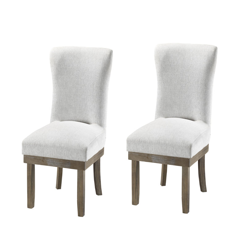 Chaise parsons rembourrée en lin beige, Gray, Gris aspect usé