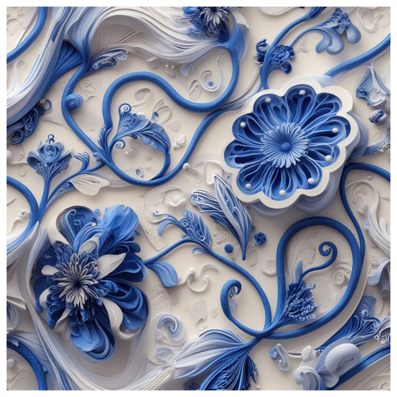 Housses de couette fleurs bleues quilling, Lit simple