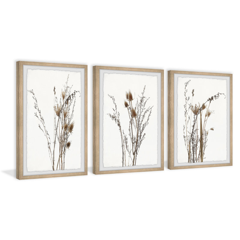 Brown Foliage by Marmont Hill - 3 Piece Single Picture Frame Painting Set, 45" H x 38" W x 3.81" D