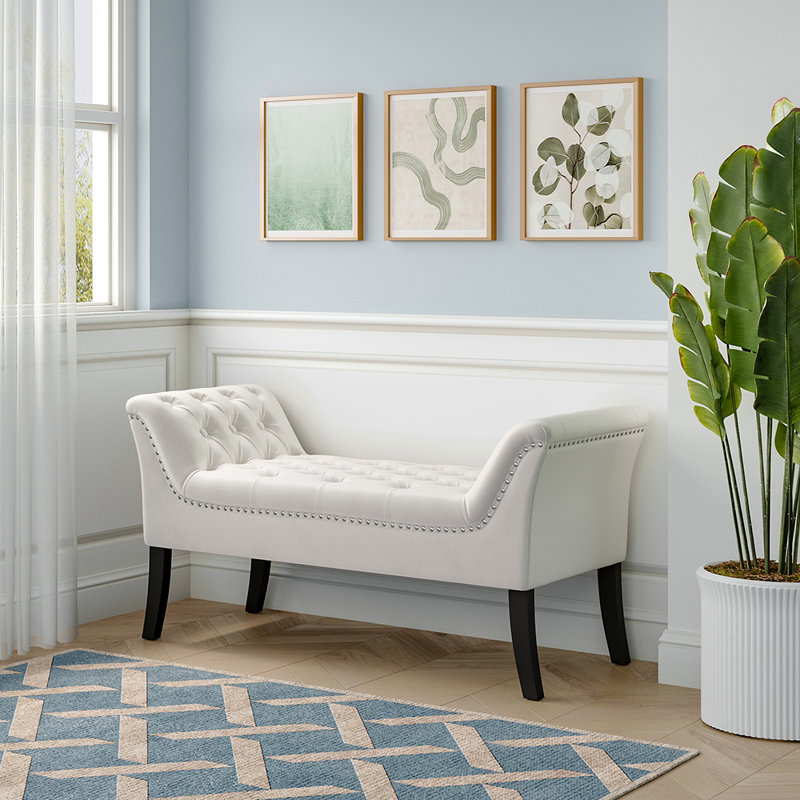 Lutsen Velvet Upholstered Bench, Beige