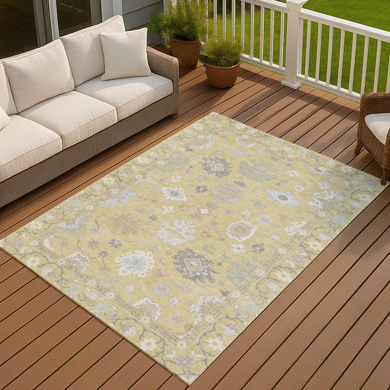 Machine Washable Indoor/Outdoor Chantille ACN2675 Global Rug, Wheat, 3' x 5'