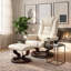 Fauteuil inclinable de massage en cuir chauffant avec repose-pieds-886313506