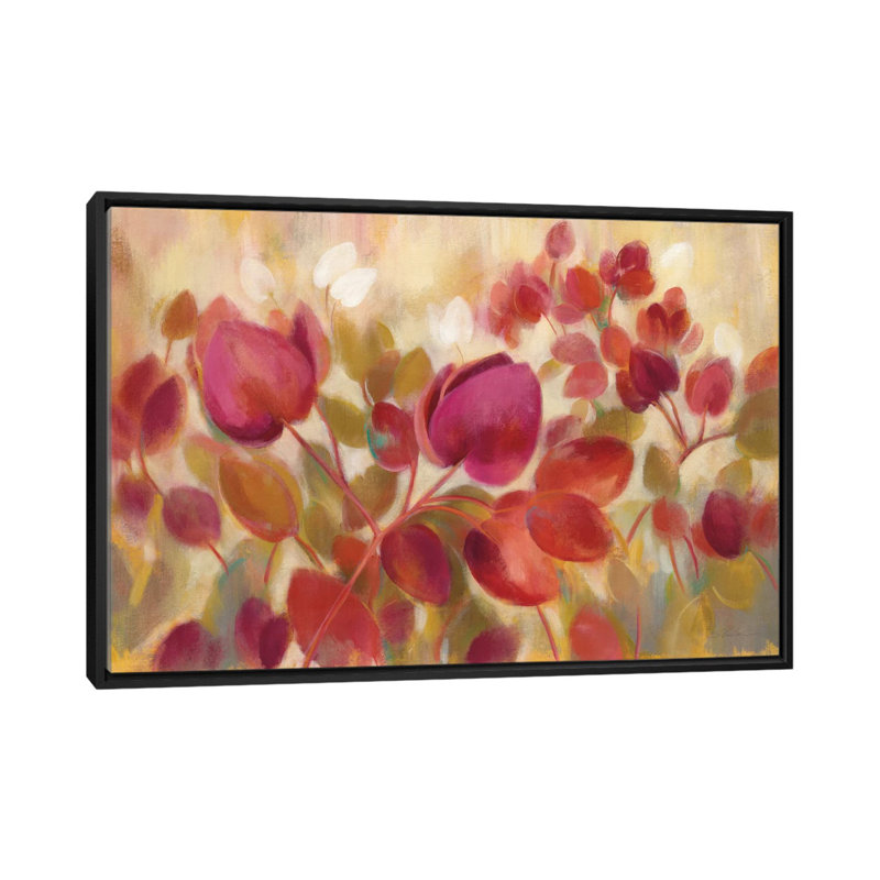 « magenta tropical », impression sur toile, H 18 po x l 26 po x P 1,5 po, Toile avec cadre noir, Pas de tapis