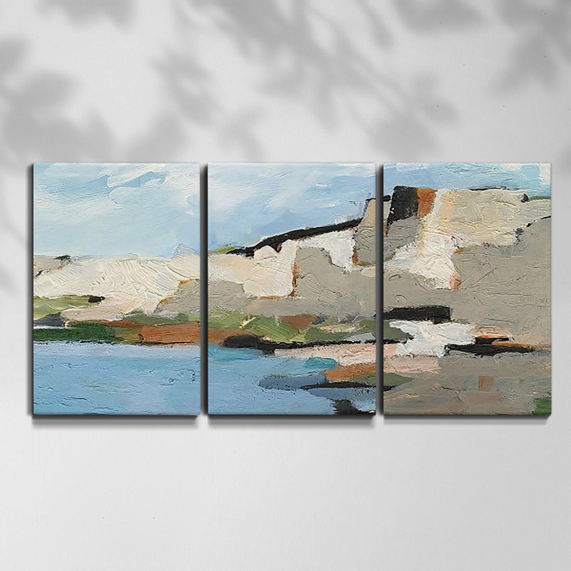 " Neutral With Marks II " 3 - Pieces, 48" H x 96" W x 2" D