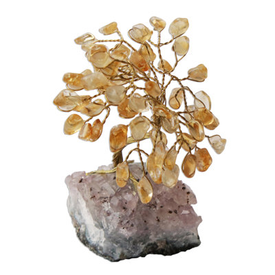 Mini sculpture de pierres précieuses Citrine feuilles