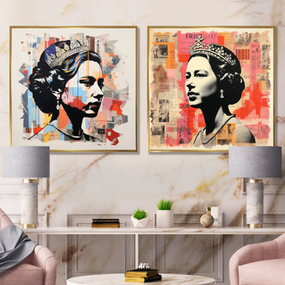«Queen Elizabeths Magazine Collage I», ensemble de 2 reproductions sur toile