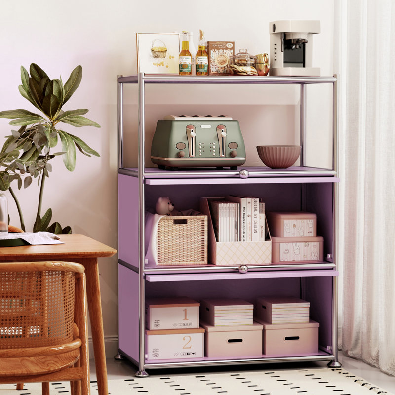 2 - Door Accent Cabinet with Adjustable Shelves, Pink