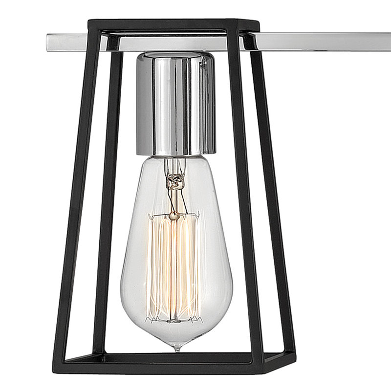 4-Light Open Cage Bath Vanity Fixture, Chrome/Satin Black