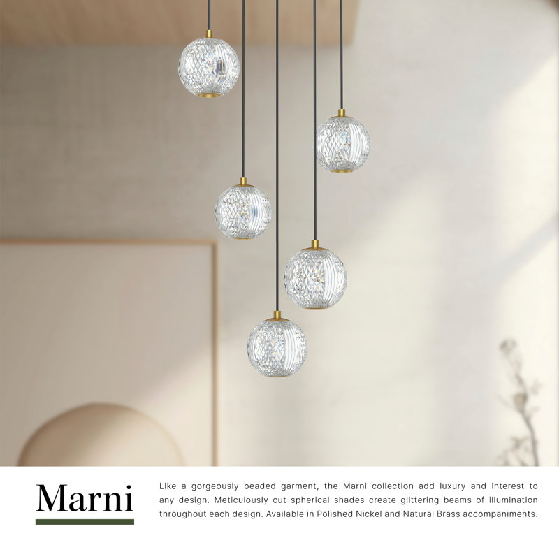 Marni 5 - Light LED Pendant, Polished Nickel