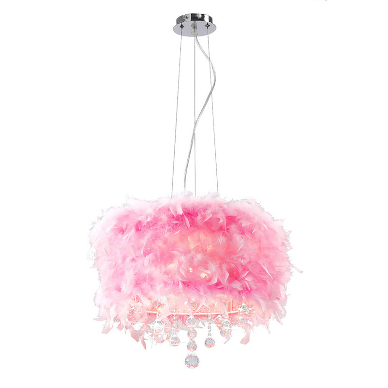 3 - Light Crystal Chandelier, Pink