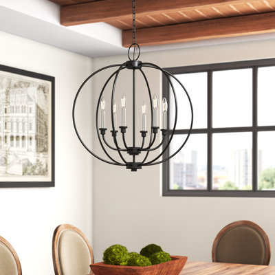 6 - Light Candle Style Globe Chandelier
