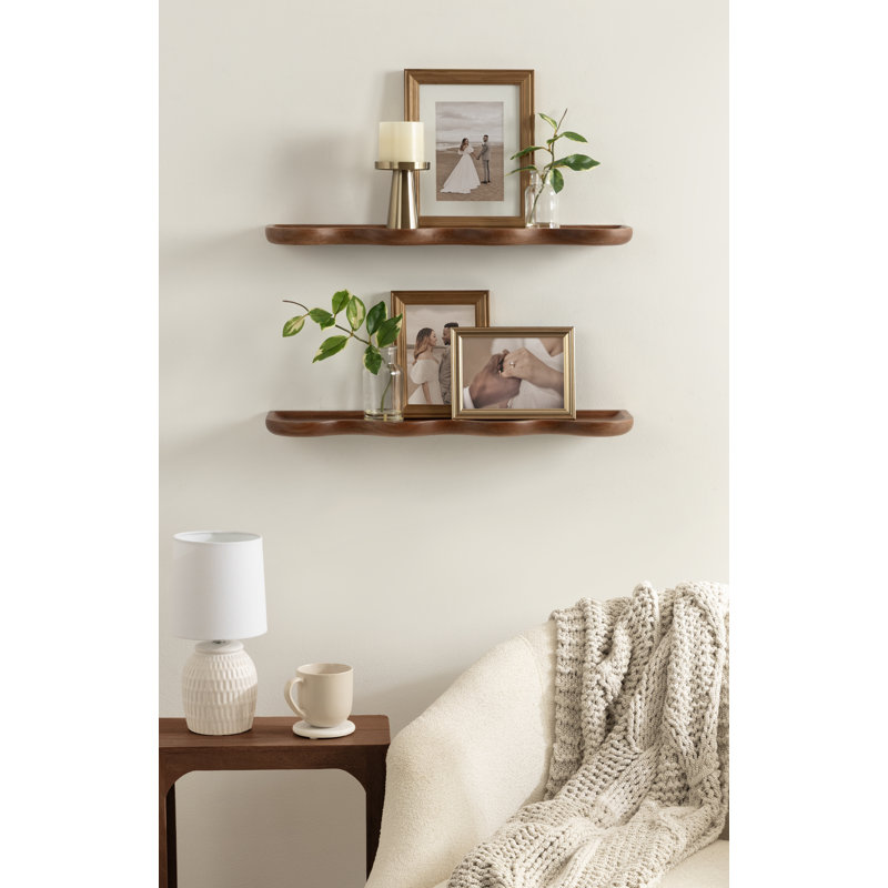 Tablettes flottantes en bois de manguier Alezar, Marron foncé
