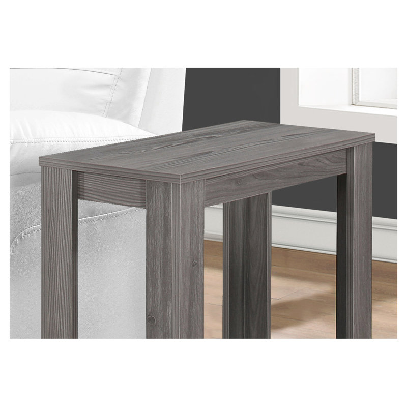 Table d'appoint grise, table d'appoint à deux niveaux avec tablette de rangement - table de bout polyvalente pour le salon, la table de chevet et la lampe