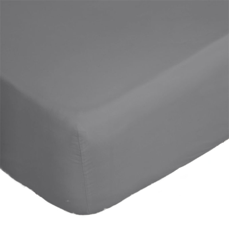 ALVITO 100% Cotton Flatweave Fitted Sheet, Full Fitted Sheet, Gray