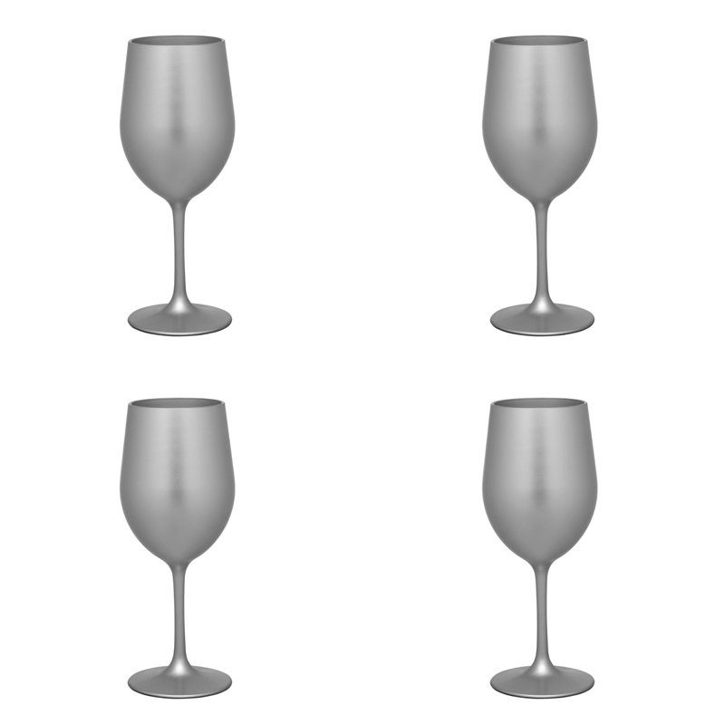 Ensemble de quatre verres à vin tout usage à pied en acrylique argenté