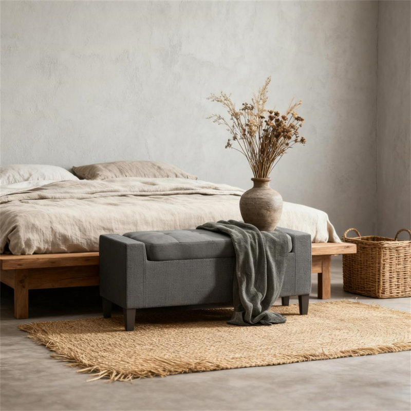 Banc de hall d'entrée rembourré avec sièges, Gris