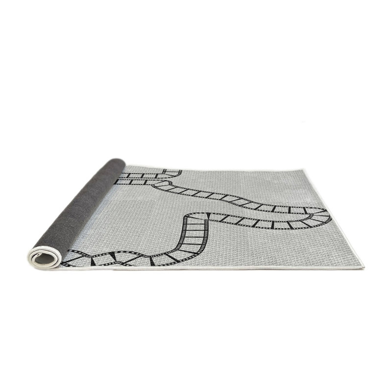 Tapis décoratif gris clair à motif, Rond 8 pi