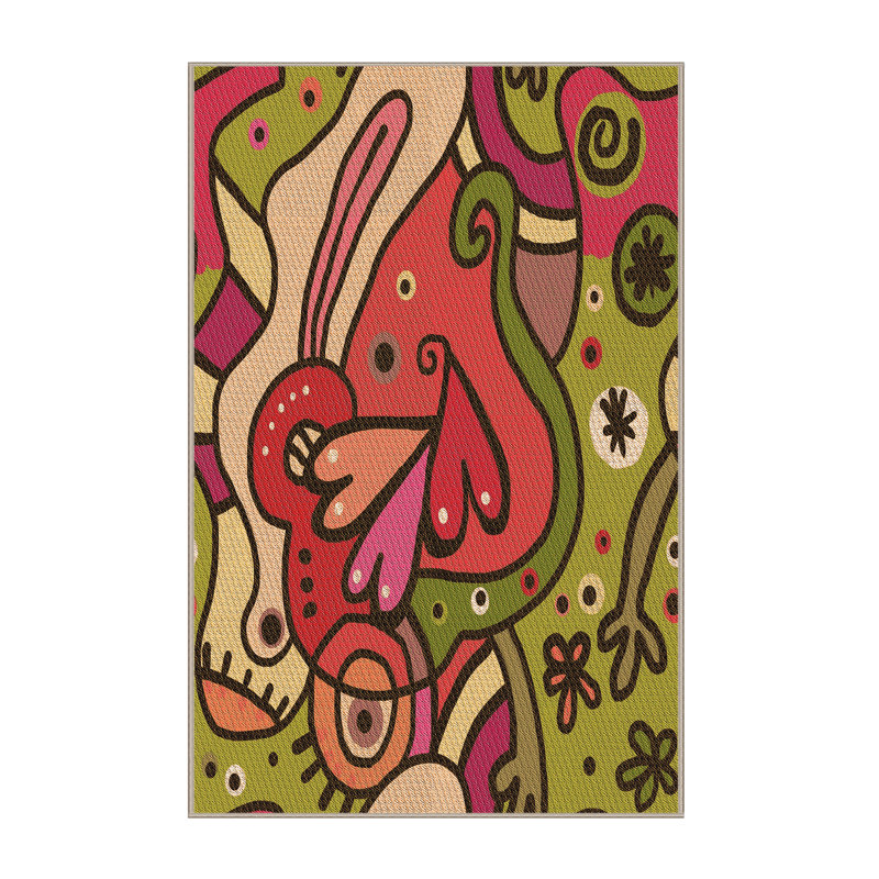 Tapis 100% à motifs lavables à la machine 2989 Pat694-ORG, Rectangle 2 pi x 3 pi