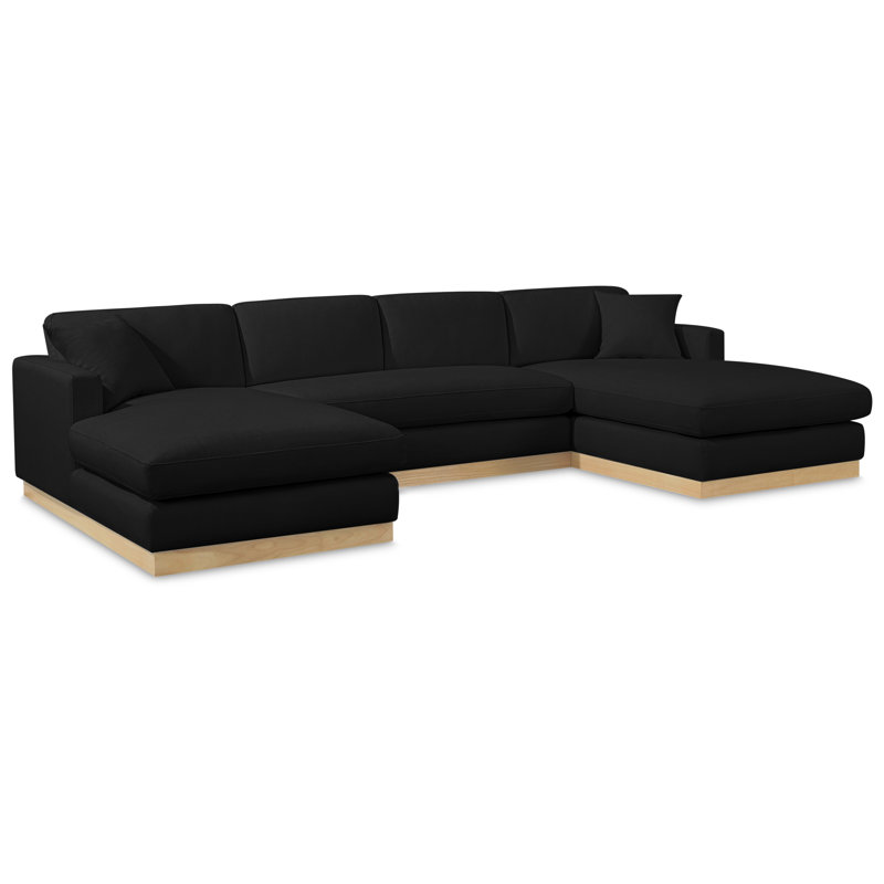 Huyen Upholstered 127'' Sofa, Black Linen Textured Fabric