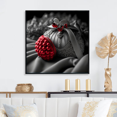«Niasha Vintage Glam Accessoires» en rouge et noir - reproduction sur toile