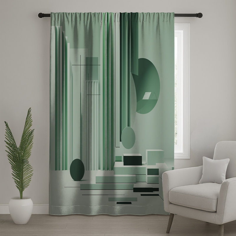 Rideaux à motif géométrique Mint, 50 po x 92 po - 1 panneau, Transparent