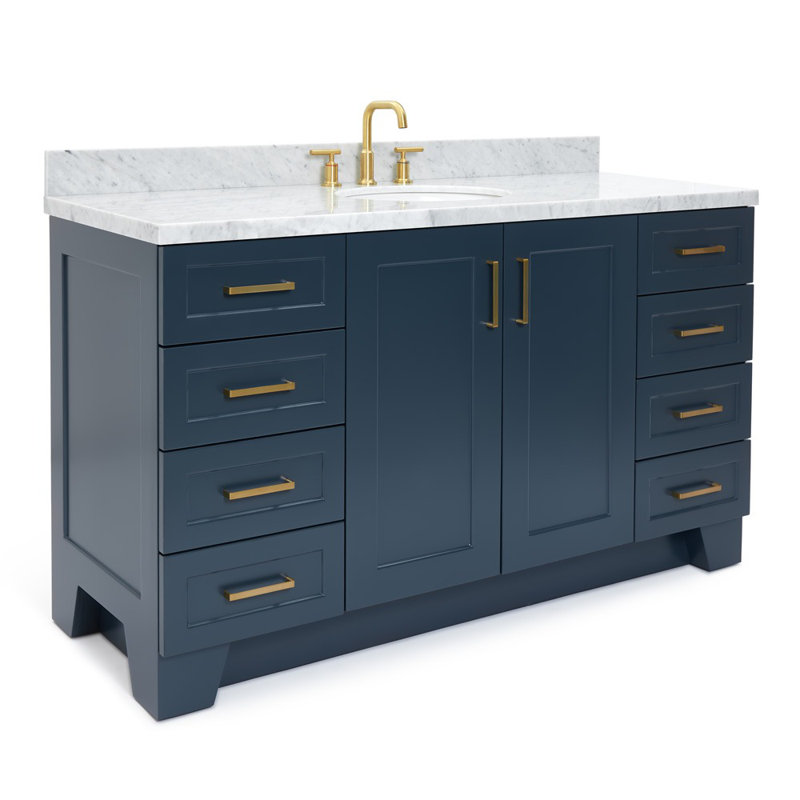 ARIEL TAYLOR 61 IN RECTANGLE SINK VANITY, Midnight Blue, Oval