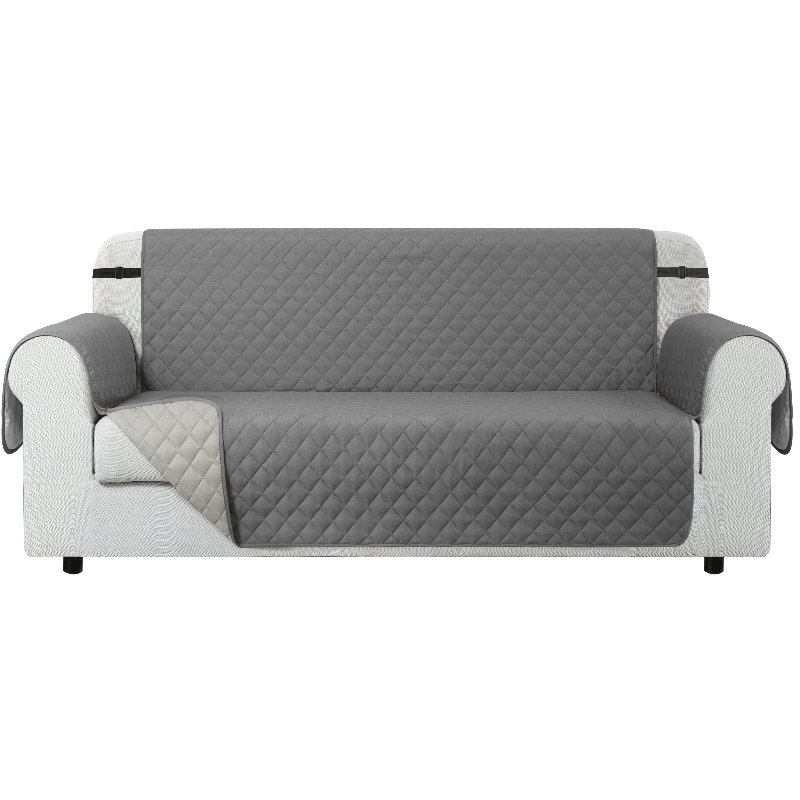 Housse de canapé pour canapé à 3 coussins, housse de canapé antidérapante pour chiens, housse de protection de meuble avec sangles élastiques en mousse pour chat (canapé XL, gris clair)