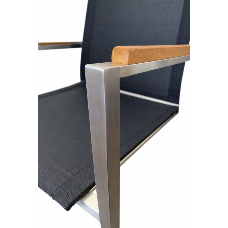 Stackable Modern Black Mesh Outdoor Armchair
