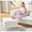 Upholstered Bouclé Square Ottoman with Metal Legs, Large Ottomans-1337437239