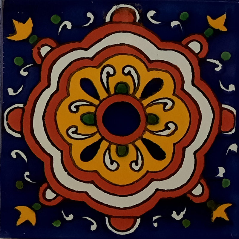 4,2 po x 4,2 po 9 pièces TalaMex Cupula carreaux d'argile mexicain dosseret de mosaïque fait à la main Talavera