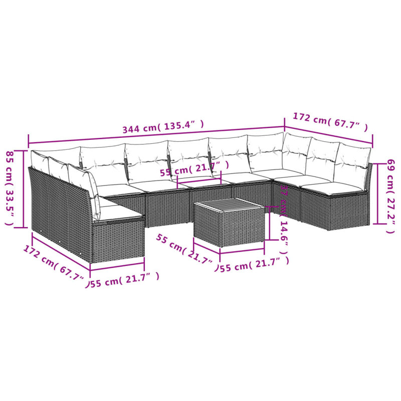 Ensemble de canapé de jardin Vidaxl beige