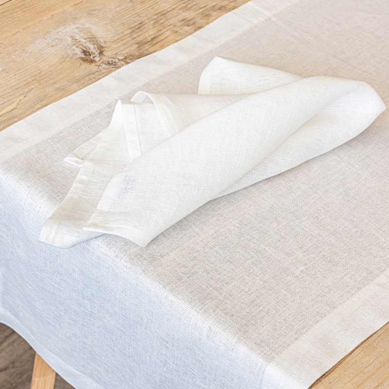 over&back Washed 100% Linen Table Runner - Machine Washable, 18" W x 90" L, Ivory
