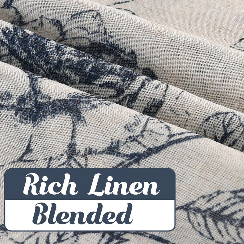 Green Linen Curtains Farmhouse Curtains for Home/Office Light Filtering Burlap Privacy Curtain 2 Panels, 52" W x 108" L, Navy