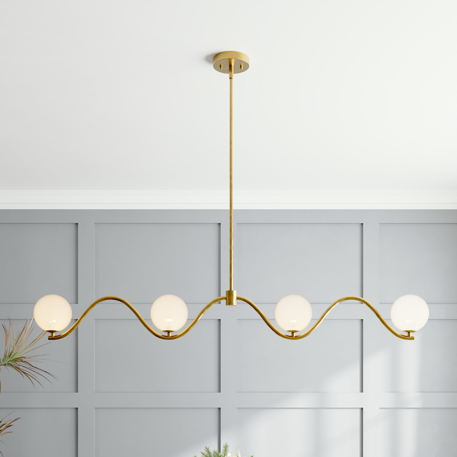 4-Light Chandelier, 4, 6.75" H x 53.50" W x 5.10" D