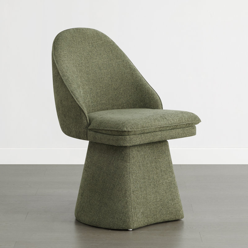 Lomena Swivel Fabric Upholstered Dining Chair, Moss Green
