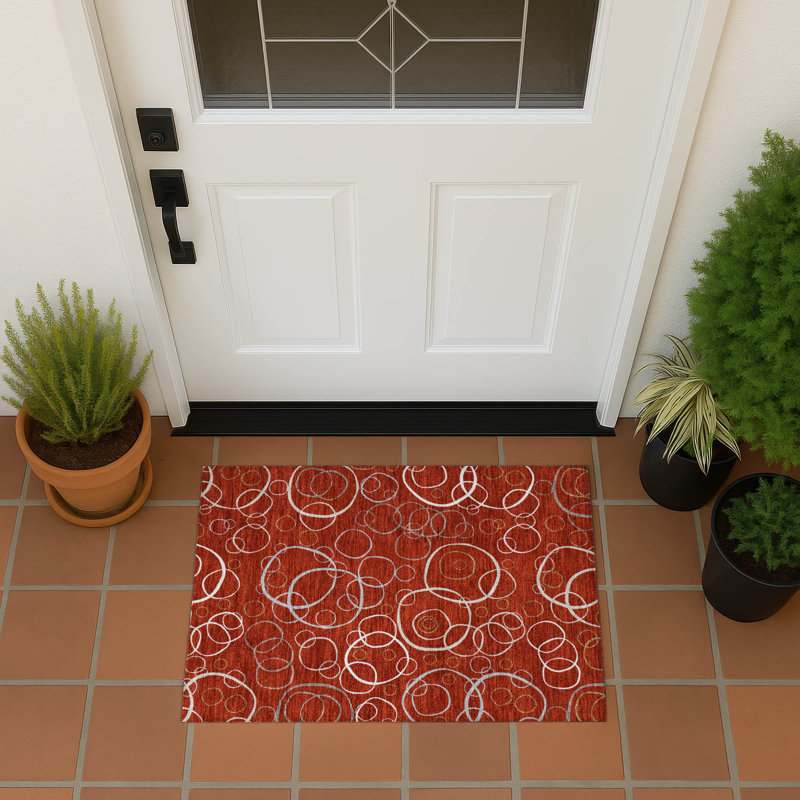Machine Washable Indoor/Outdoor Kugler ACN2408 Geometric Rug, Rectangle 1'8" x 2'6"