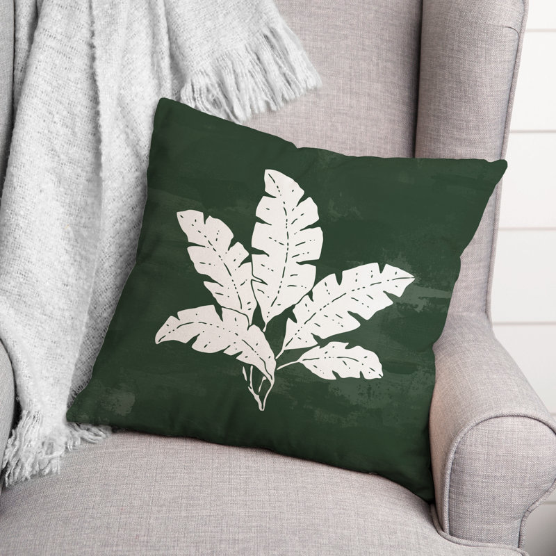 Floral Outdoor Reversible Throw Pillow, Green