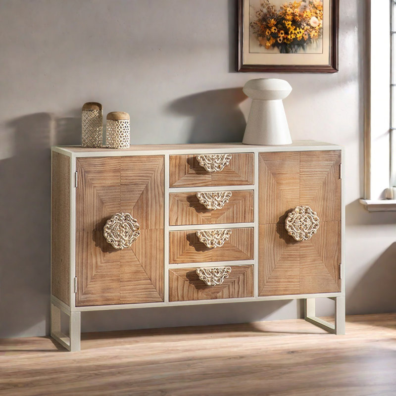 Retro Carved Solid Wood Sideboard
