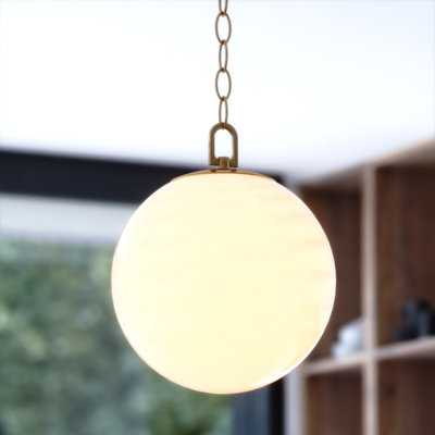 Luminaire suspendu 1 lumière 12 po Monticello Luminaire suspendu en forme de globe large en laiton doré avec abat-jour en verre albâtre blanc, luminaire suspendu pour table de salle à manger, cuisine, entrée, chambre à coucher, îlot, vestibule