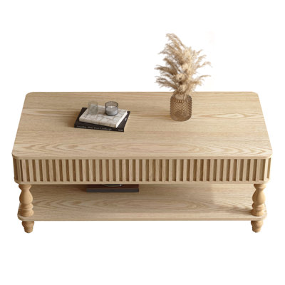 47.24" Lift Top Fluted Coffee Table with Hidden Storage with Roman Column Legs