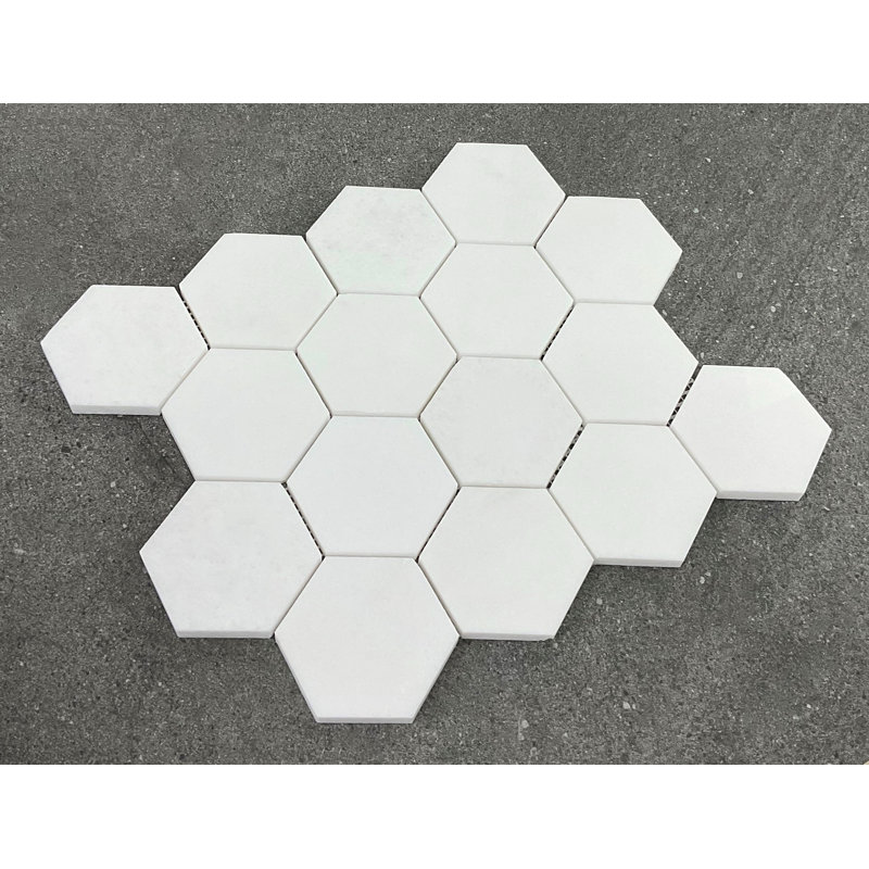 Carreau de mosaïque en marbre nid d'abeille 3 po x 3 po Thassos