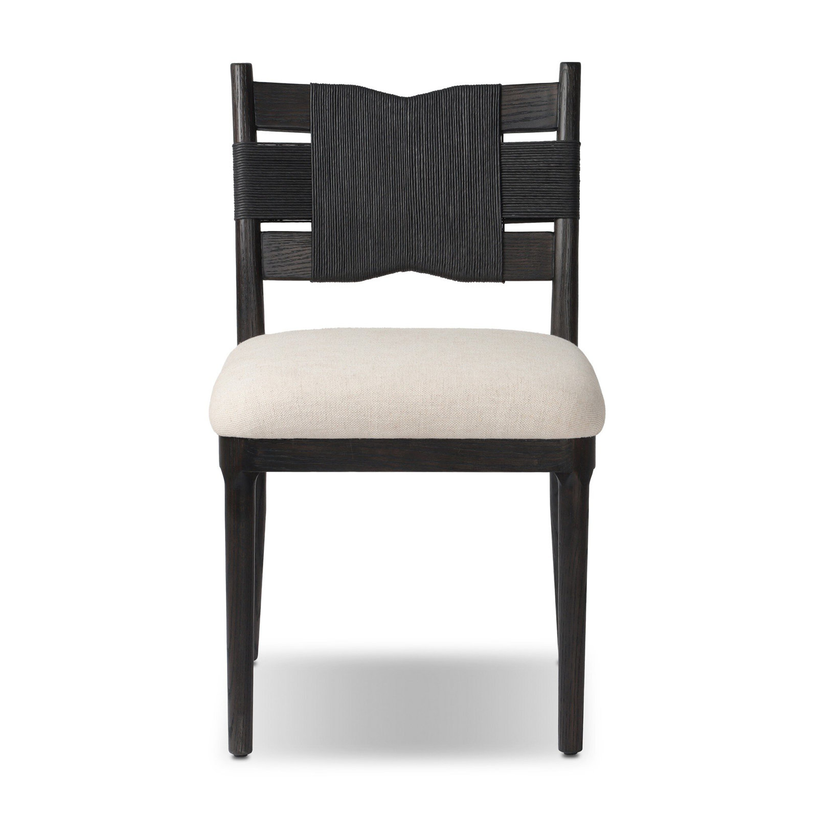 Tova Dining Chair, Distressed Black Oak/Black Paper Cord