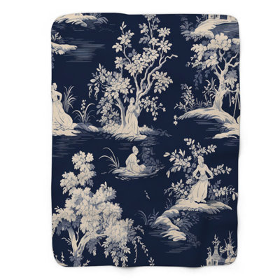 Blue French Heritage - 1 Piece Premium Sherpa Blanket 0038