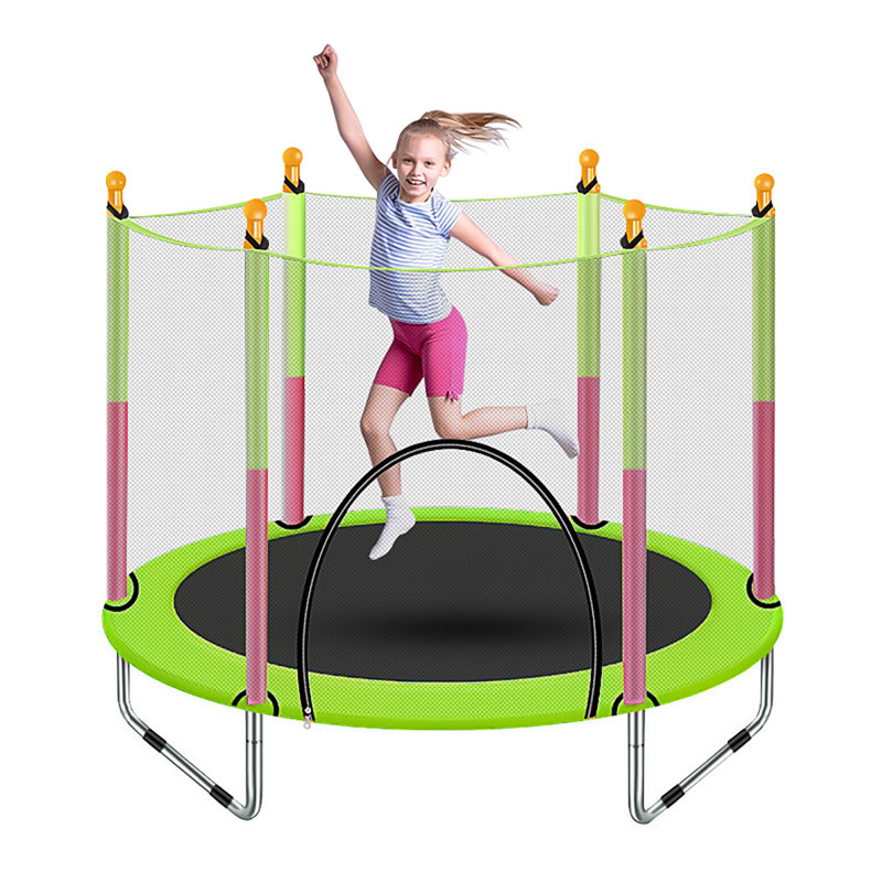 Trampoline de jardin rond 4,59 'avec enceinte sécuritaire kingso, Vert
